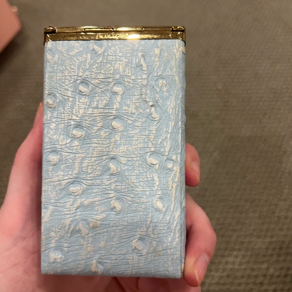 1950s blue ostrich cigarette case - Picture 4 of 7